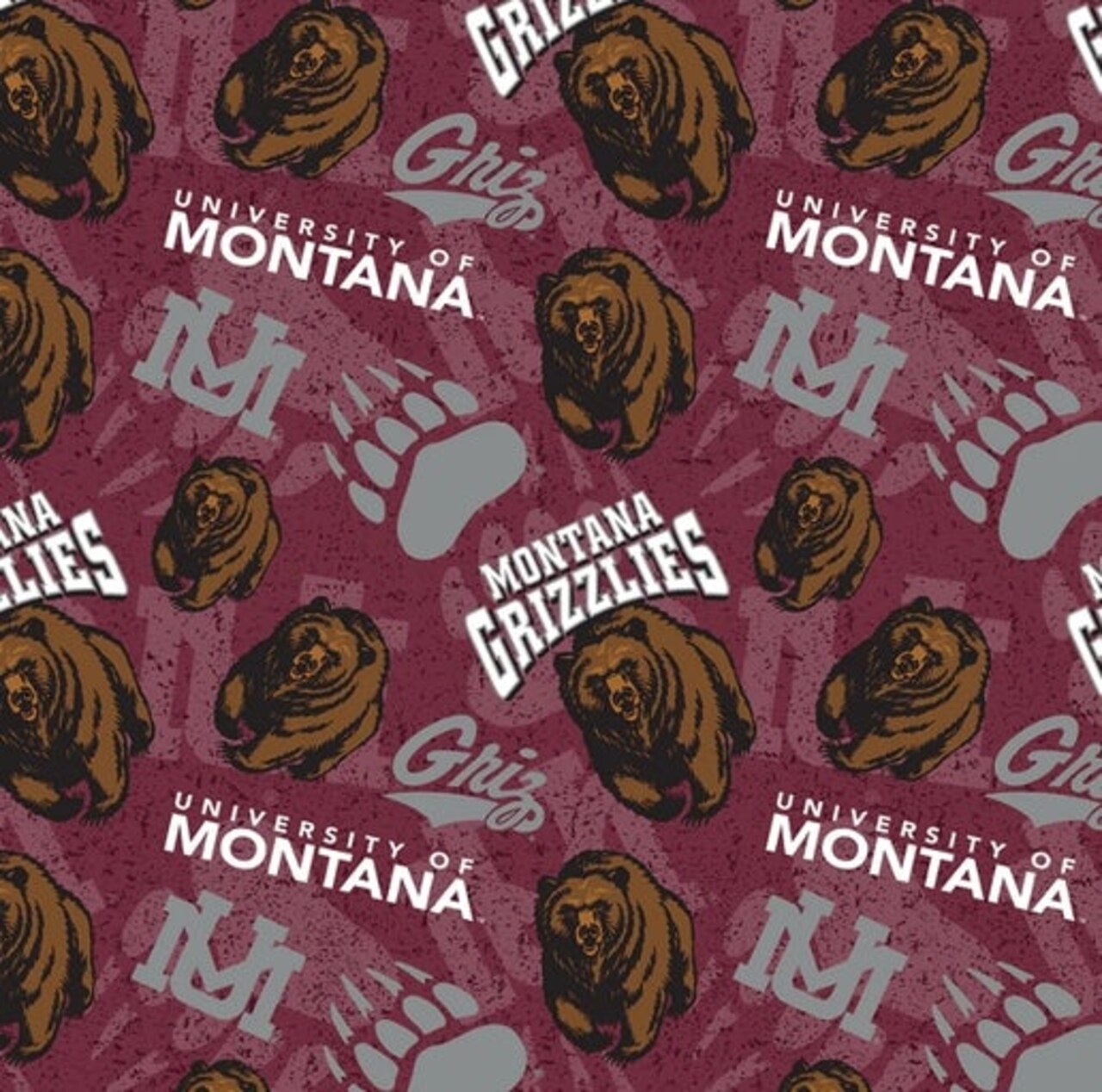 Licensed NCAA University of Montana Grizzlies Tone on Tone Cotton Fabric by the Yard